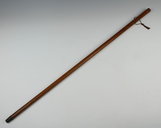 A Regency walking cane with gilt metal terminal engraved an earls coronet 