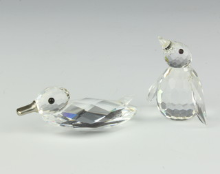 A Swarovski figure of a duck 4cm and one other of a penguin 3cm, boxed
 
