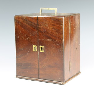A 19th Century mahogany apothecaries cabinet with fitted interior, the base fitted a drawer (no contents) 23cm x 20cm x 15cm 
