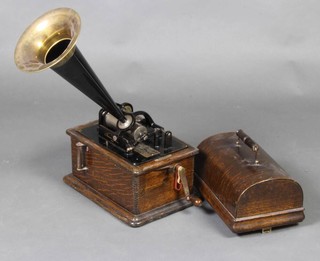An Edison standard phonograph model C complete with horn, winder and carrying case 