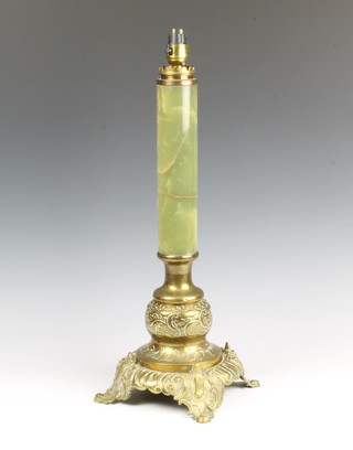 An onyx and gilt metal table lamp 46cm x 16cm 