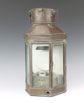Griffiths and Sons of Birmingham, a 19th Century brass ships lamp, the top marked BAS Griffiths and Sons 1911 Birmingham 42cm x 20cm x 12cm, converted for use to electricity 