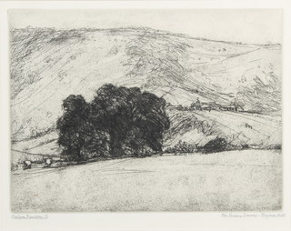 Nelson Ernest Dawson (1859-1941), an etching "Southdowns Bignor Hill" 12cm x 16cm 