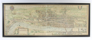 John Dower, after Ralph Aggas, a coloured map - London in the reign of Elizabeth I, published by Cassell and Company Ltd 18cm x 125cm, contained in a Hogarth frame 