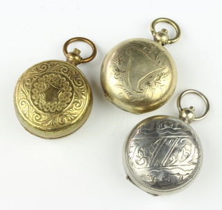 Three Edwardian silver plated sovereign cases - 1 with hardstone inlay 
