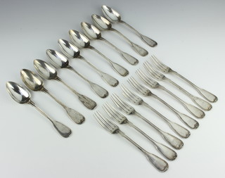 Eight French silver dinner forks and 9 ditto spoons, 1045 grams 