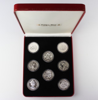 A set of eight 1977 silver commemorative crowns 227 grams