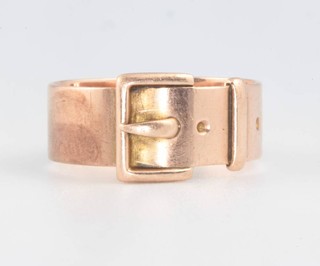 A 9ct yellow gold buckle ring size  T, 3.5 grams 