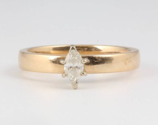 A 14ct yellow gold marquise diamond ring approx. 0.25ct, size L 