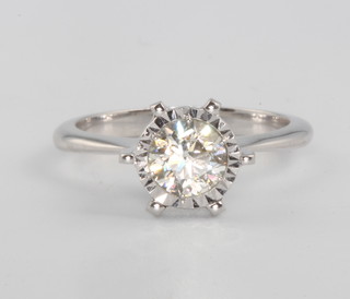An 18ct white gold brilliant cut diamond ring approx. 0.8ct, colour J/K, clarity S1, size L 