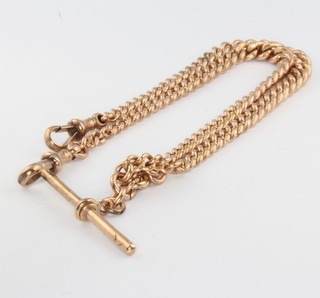 A 9ct yellow gold Albert with T bar and clasps, 39.6 grams 