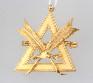 A high carat yellow gold Masonic jewel mounted as a brooch 13.5 grams
