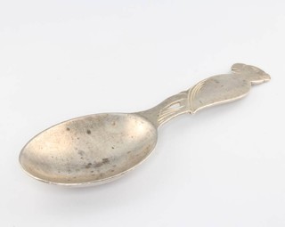 A silver caddy spoon with parrot handle Birmingham 1931 18.5 grams