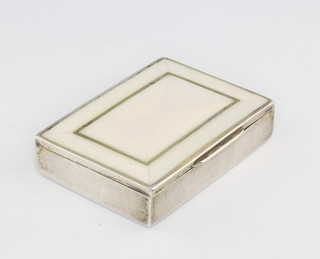 An early 20th Century Russian silver and guilloche enamel rectangular vesta 4.5cm 35 grams