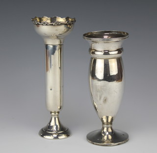 A silver spill vase Sheffield 1914 and a baluster ditto Sheffield 1917, gross 200 grams 