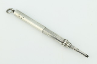 An Edwardian silver propelling pencil by S Mordan and Co of simple form 15cm 