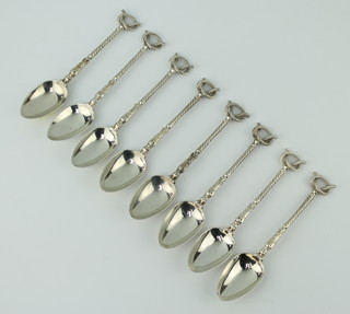 A set of 8 silver teaspoons with rope twist handles Sheffield 1919, 111 grams 
