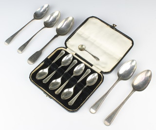 A set of 6 silver teaspoons, Sheffield 1946 and other minor spoons etc, 240 grams 