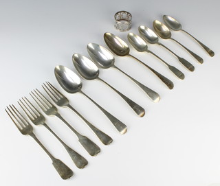 Four George III silver dessert spoons London 1805, minor cutlery, 690 grams 