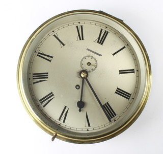 Coventry Astral, a clock movement with 24cm silvered dial and Roman numerals, having a brass bezel (no case) 