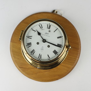 A Schatz Royal Mariner striking ward room clock with 13cm dial, contained in a gilt brass case 