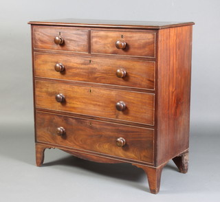 A 19th Century mahogany chest of two short and three long drawers, raised on bracket feet 105cm h x 102cm w x 50cm d 