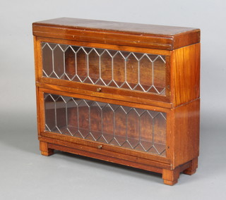 A Globe Wernicke mahogany 2 tier bookcase enclosed by lead glazed panelled doors 71cm h x  84cm d x 24cm 

