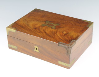 A Victorian mahogany and brass banded writing slope 11cm x 33cm x 25cm 