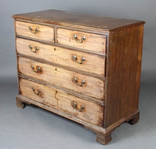 A Georgian bleached mahogany chest of 2 short and 3 long drawers raised on bracket feet 80cm h x 109cm w x 53cm d 