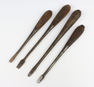 Four Perfect patent screwdrivers (handles damaged) 