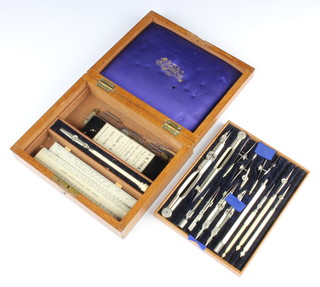 Stanley, a geometry set containing 5 ivory gauges etc in a walnut  case 
