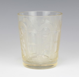 A 19th Century Continental engraved tumbler with geometric decoration 11cm 