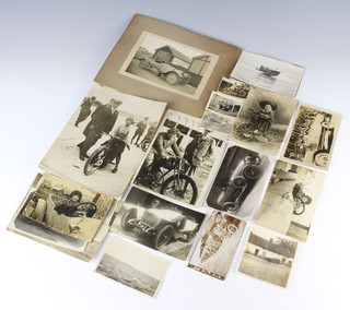 A collection of black and white photographs relating to Francis Sweetman-Powell - early motoring scenes, motorcars, motorcycles etc 
