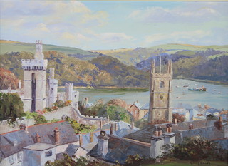 Nancy Bailey (1913-2012), oil on canvas, Cornish scene "Rooftops Fowey" 39cm x 54cm 