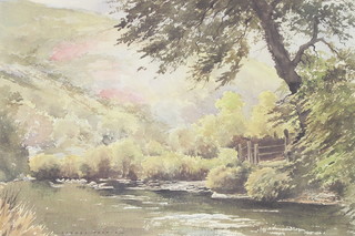 Sidney Perrin, print signed in pencil, East Lyn river, Exmoor 40cm x 57cm 
