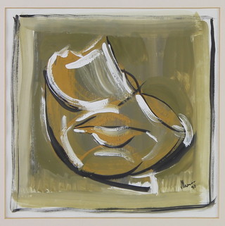 Jeremy Mason '97, abstract study, yellow Jasper queen, mixed media, 17cm x 17cm 