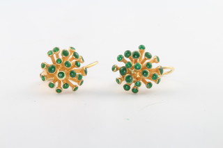 A pair of 18ct yellow gold gem set earrings 4.4 grams