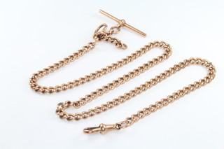 A 9ct yellow gold Albert with T bar and clasp 25.7 grams