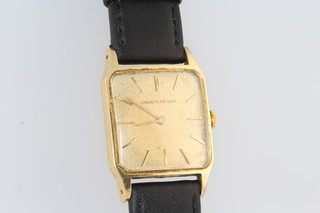 A gentleman's 18ct yellow gold square cased Girard-Perregaux wrist watch 37mm x 27cm 