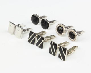 Five pairs of silver cufflinks, 52 grams