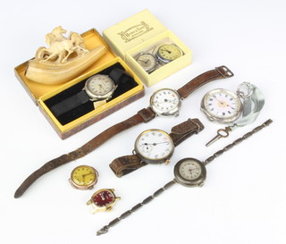 A lady's 9ct yellow gold wrist watch and minor watches etc
