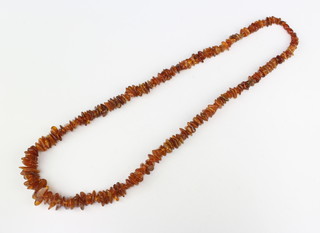 An orange amber natural bead necklace 80cm 