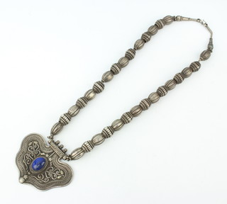 A Continental silver lapis lazuli set necklace 200 grams
