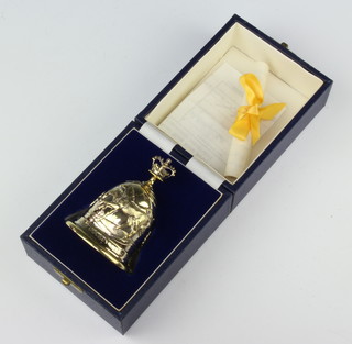 A commemorative silver bell - The Royal Hong Kong Jockey Club Centenary 1884-1984, London 1985 by Garrard and Co, 117 grams, no. 142, boxed 