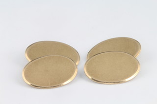 A pair of 9ct yellow gold oval cufflinks 6.9 grams