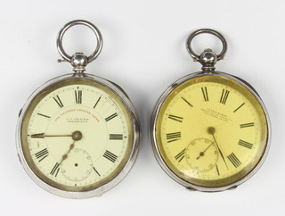 Two silver key wind pocket watches 