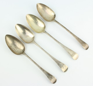 A William IV silver Old English table spoon, London 1835 and 3 others mixed dates, 264 grams