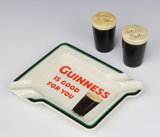 A Guinness Is Good for You ashtray no.1485 by Wiltshaw and Robinson 14cm and 2 Guinness condiments 5cm 