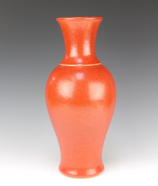 A Chinese 18th style red ground oviform vase bearing a 6 character mark 42cm 

