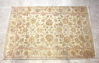 A white and gold ground Caucasian rug 252cm x 168cm